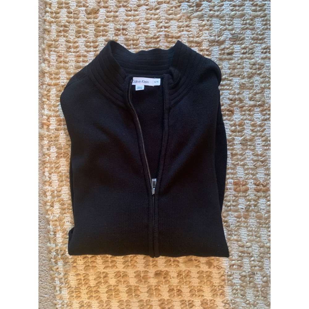 Men’s Calvin Klein Zip Up black Sweater Sz XL/TG